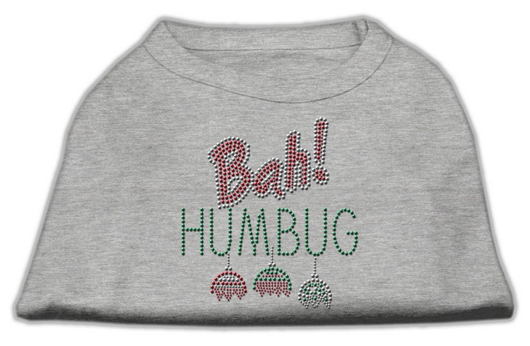 Bah Humbug Rhinestone Dog Shirt Grey XS